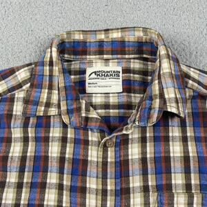 Mountain Hardwear Flannel Shirt Men's Medium Flannel Peppy Brown Blue Plaid